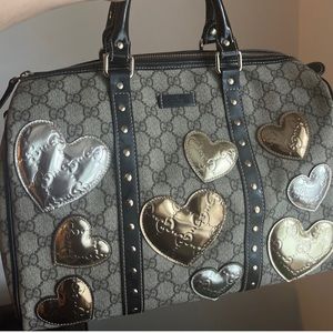 BRAND NEW GUCCI TOP HANDLE BAG WITH SILVER HEARTS